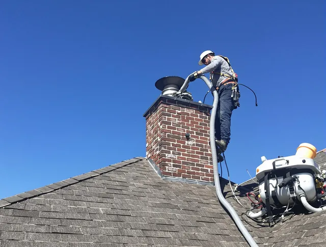 Dedicated Canton Chimney Sweep team member cleaning a chimney in Canton, CT