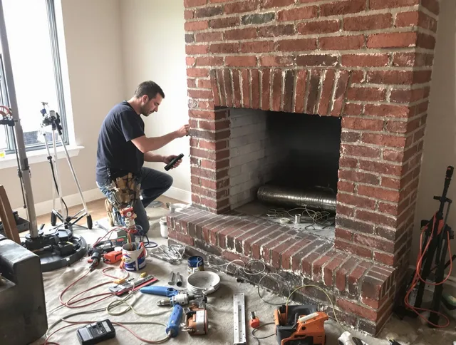 Canton Chimney Sweep specialist finalizing chimney liner service in Canton, CT