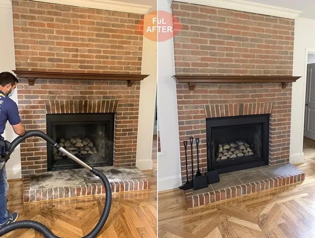 Canton Chimney Sweep carefully sanitizing a fireplace in Canton, CT
