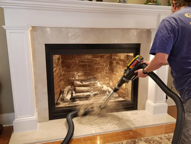 Fireplace cleaning performed by Canton Chimney Sweep in Canton, CT