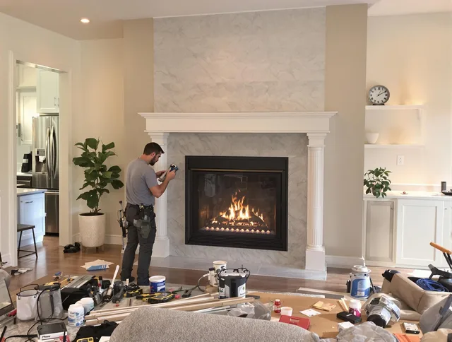 Newly installed fireplace by Canton Chimney Sweep in Canton, CT